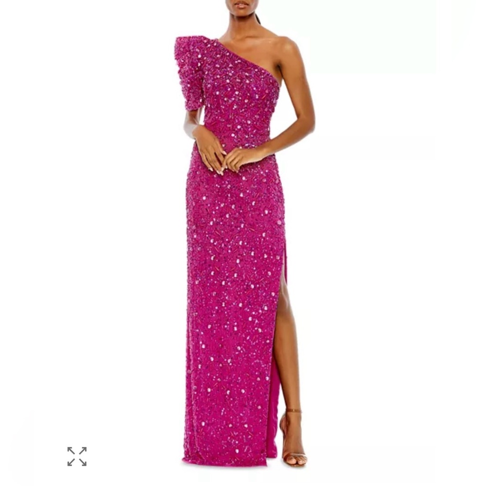 Mac Duggal Fuchsia One-Shoulder Sequin Gown